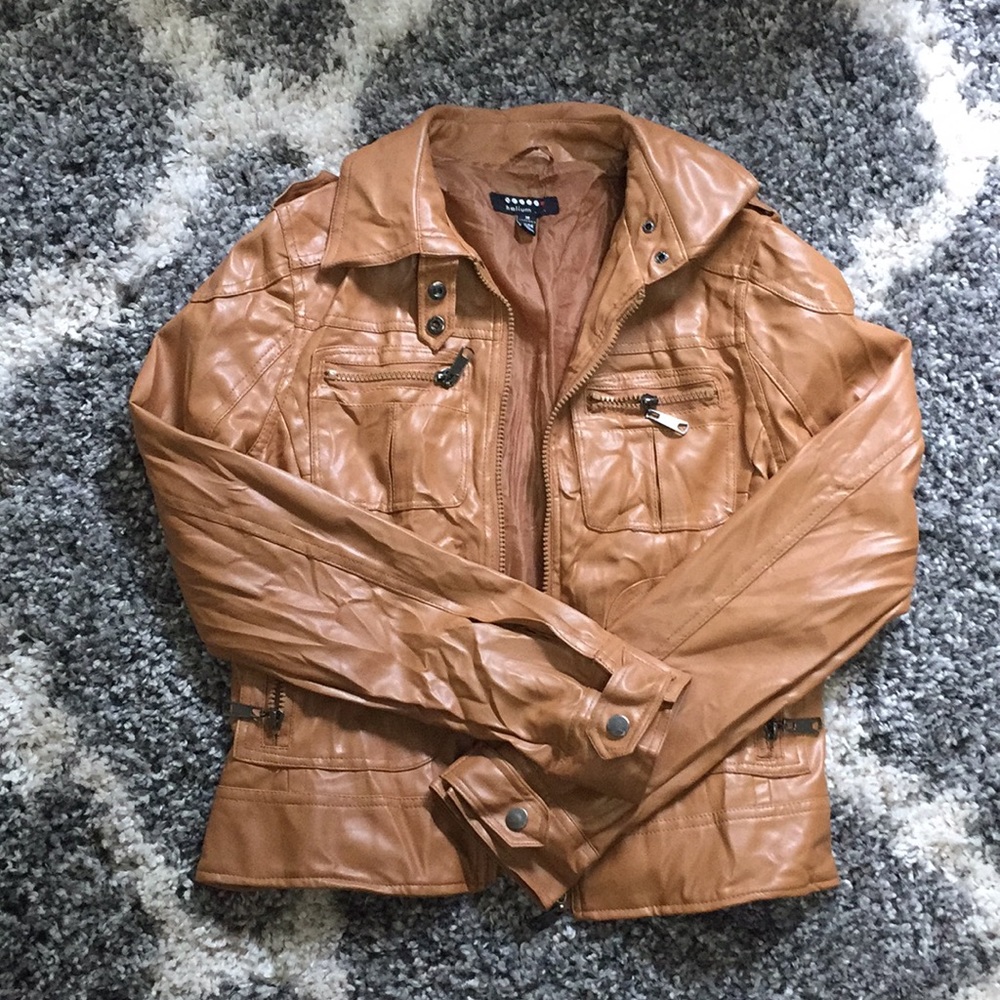 Camel Faux Leather Jacket